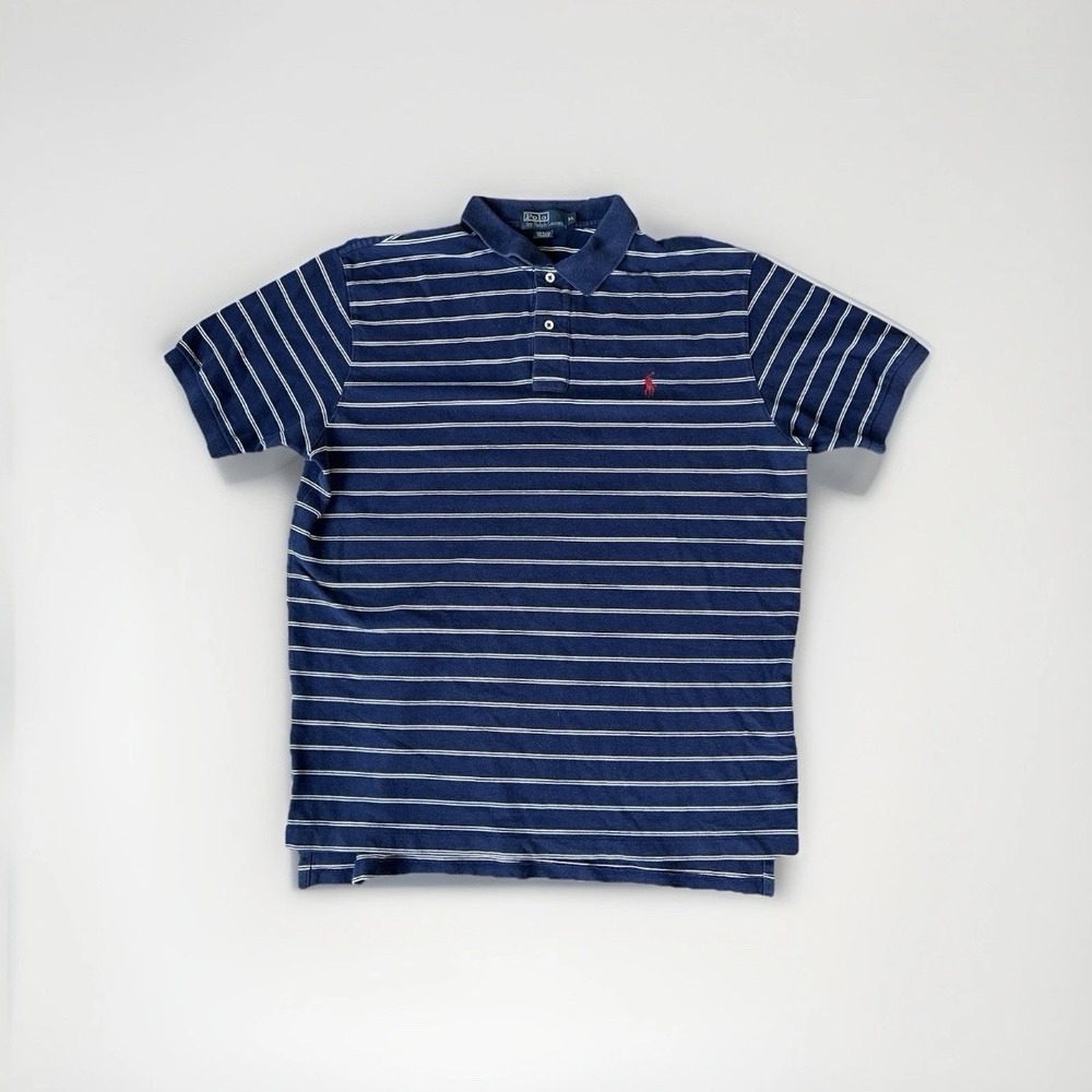 Polo Ralph Lauren Polo Shirt Men’s XL Blue Striped Red Pony Classic Cotton